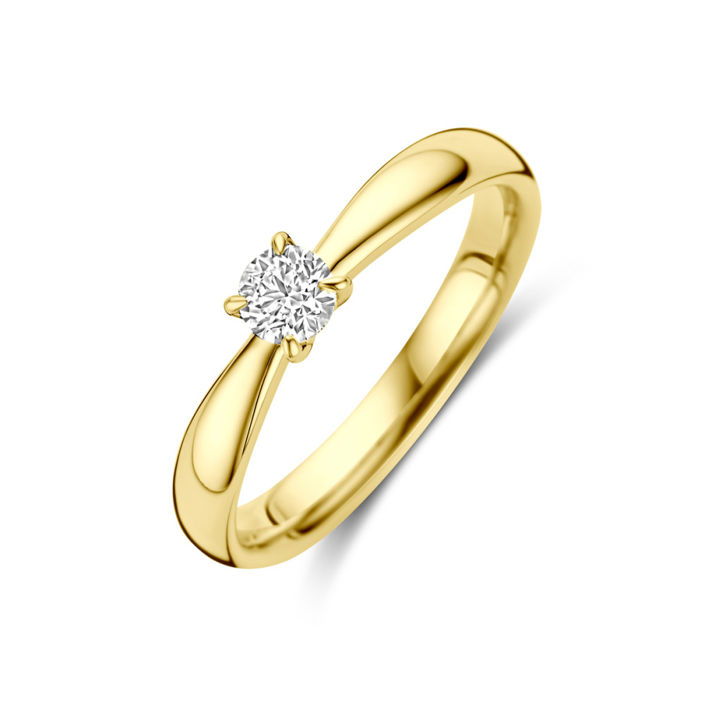 14-karaat-gouden-solitair-ring-met-diamant-0-25-crt-tapse-band