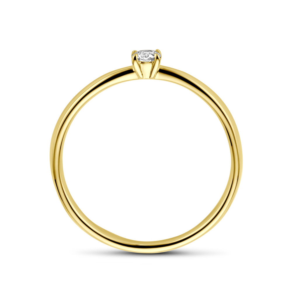 14-karaat-gouden-solitair-ring-met-diamant-tapse-band
