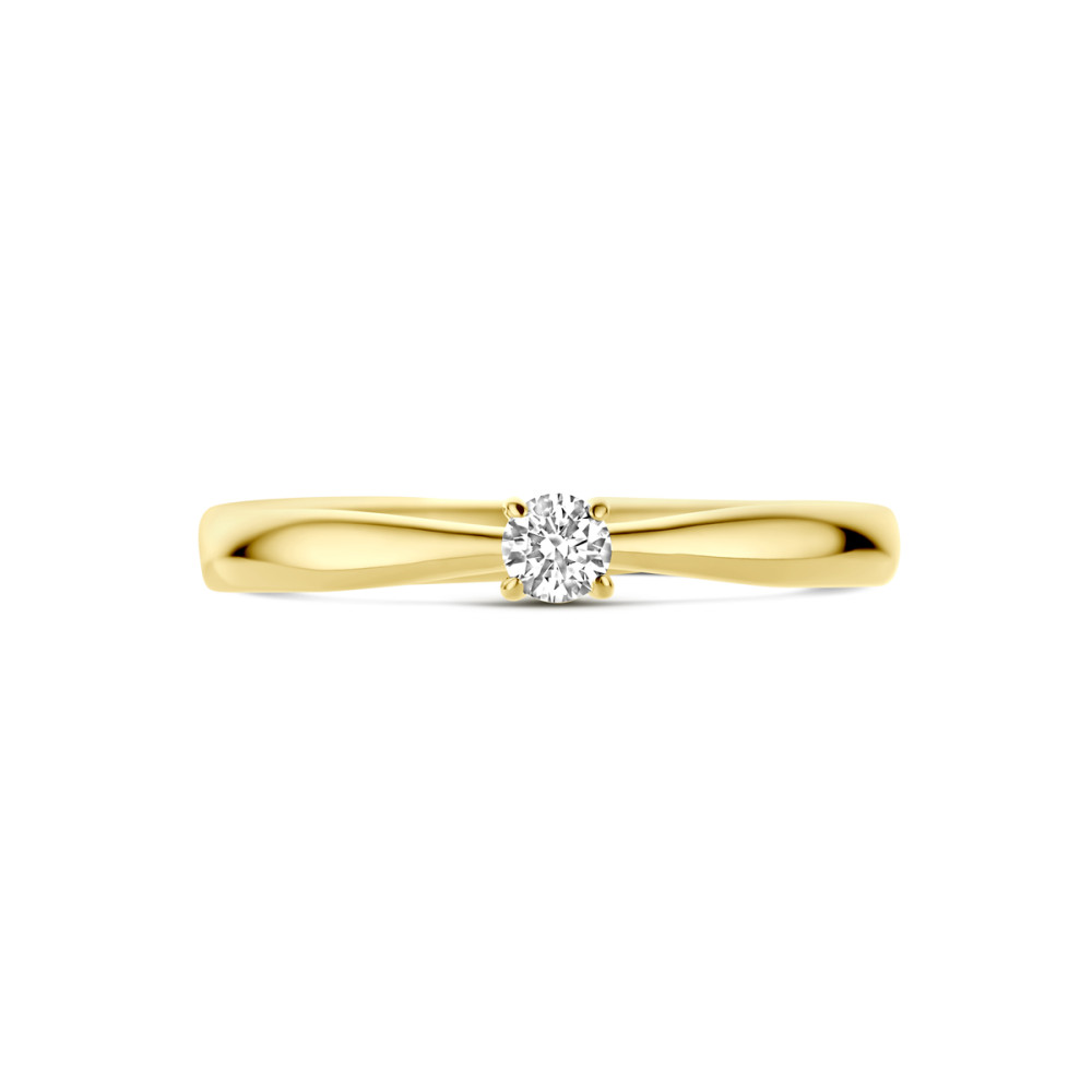 14-karaat-gouden-solitair-ring-met-diamant-tapse-band