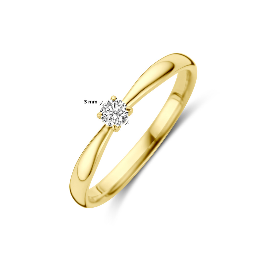 14-karaat-gouden-solitair-ring-met-diamant-tapse-band