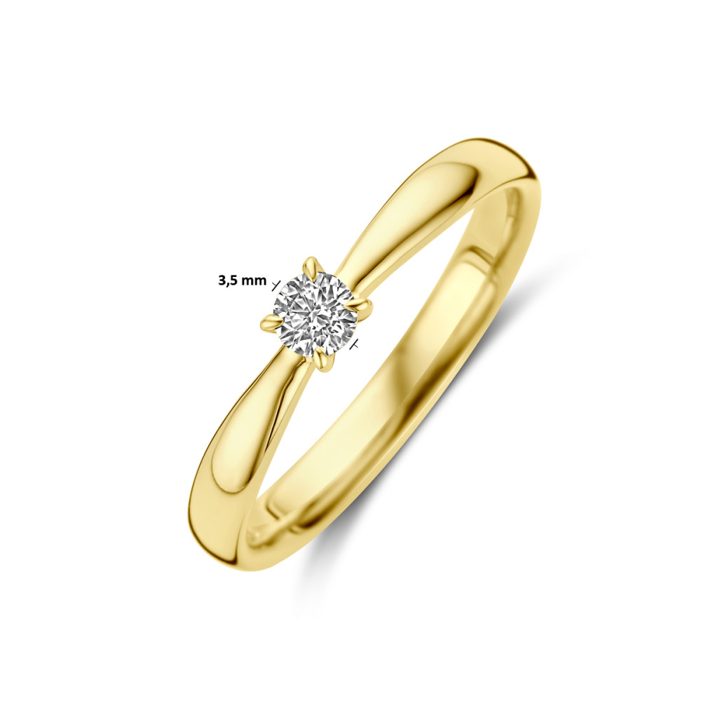 14-karaat-gouden-solitair-ring-met-diamant-van-0-15-crt-tapse-band