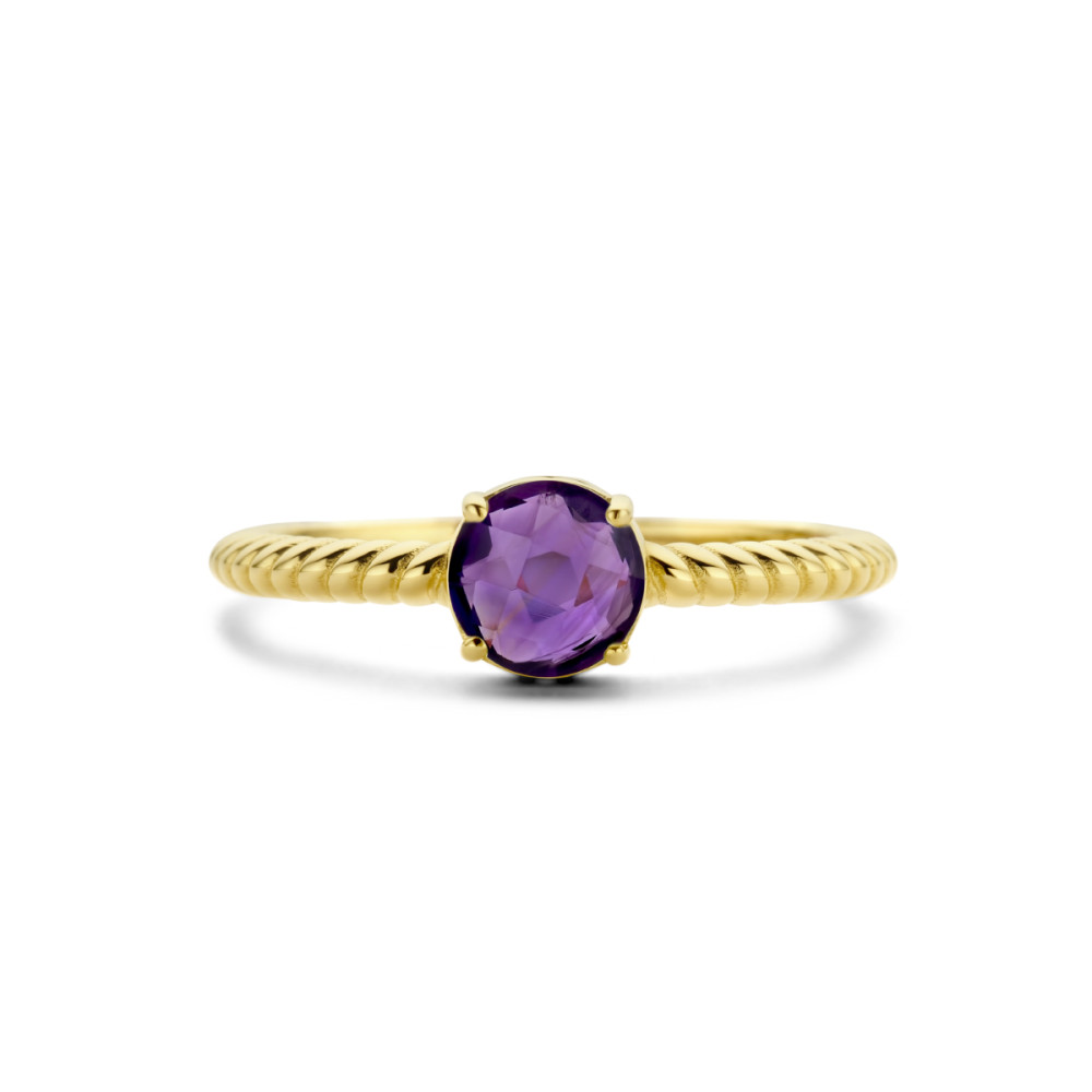 14-karaat-gouden-solitair-ring-met-gedraaide-band-en-amethist