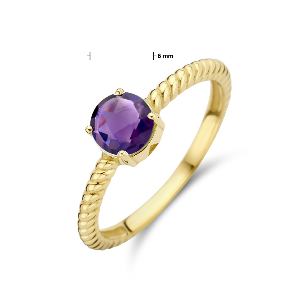 14-karaat-gouden-solitair-ring-met-gedraaide-band-en-amethist