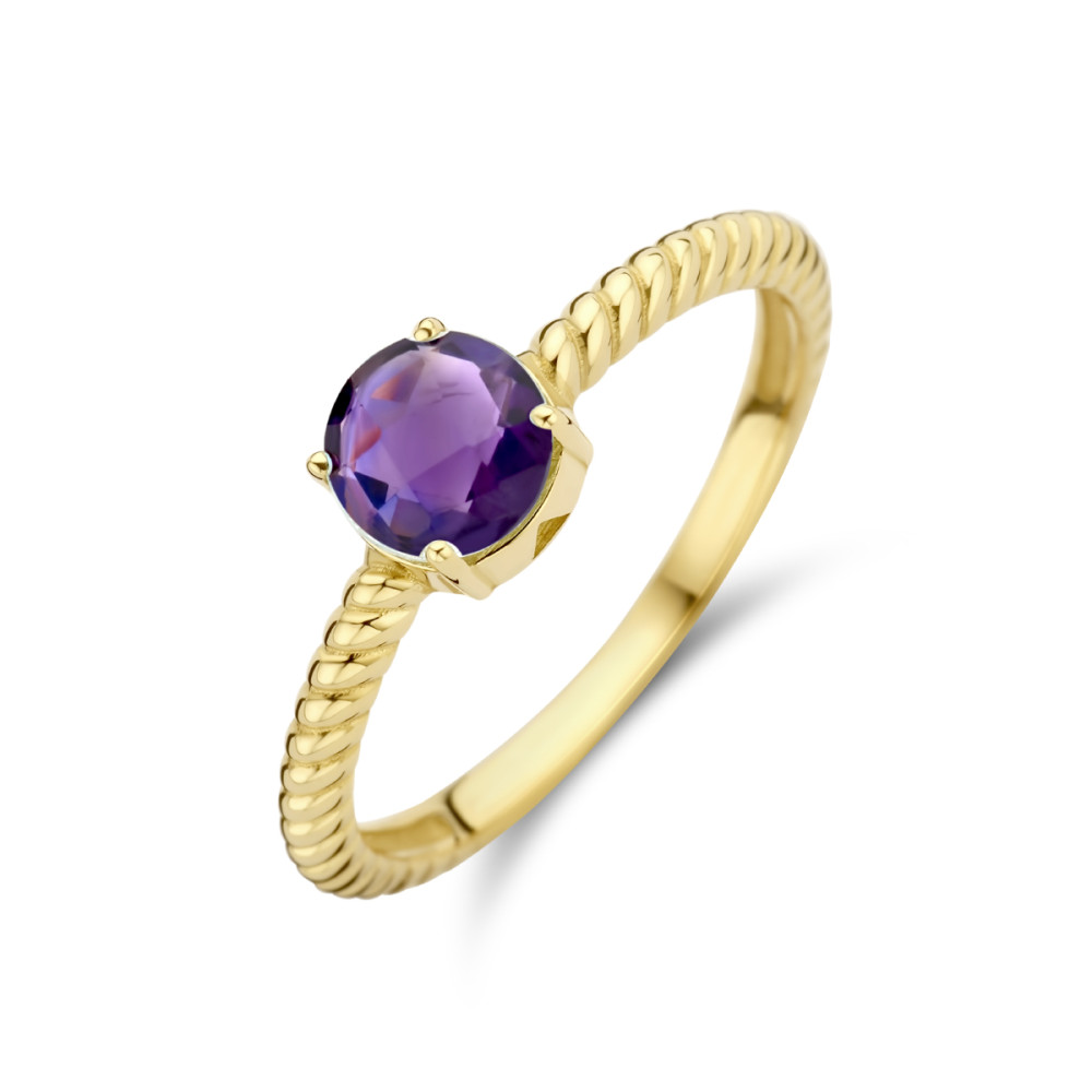 14-karaat-gouden-solitair-ring-met-gedraaide-band-en-amethist