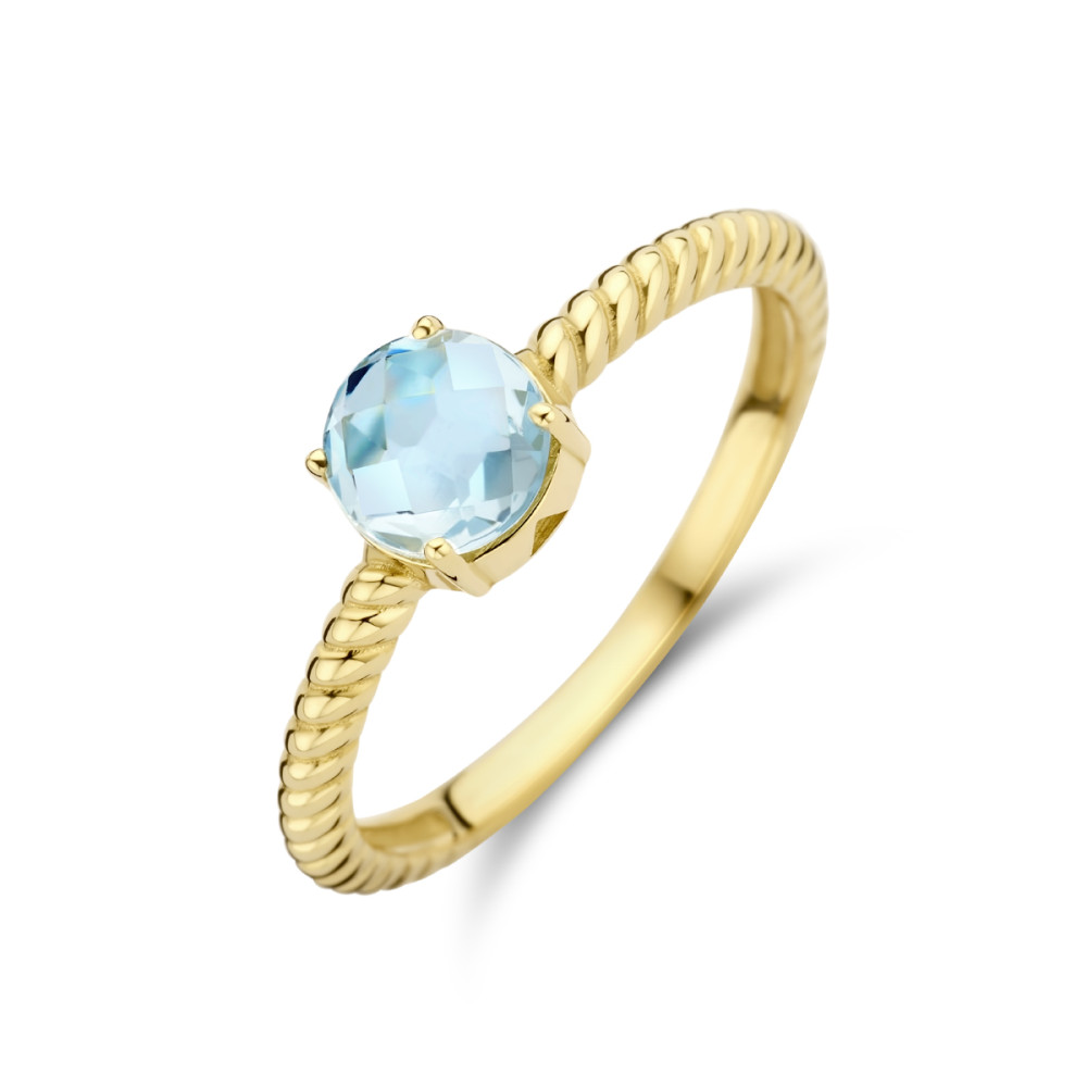 14-karaat-gouden-solitair-ring-met-gedraaide-band-en-blauwe-topaas