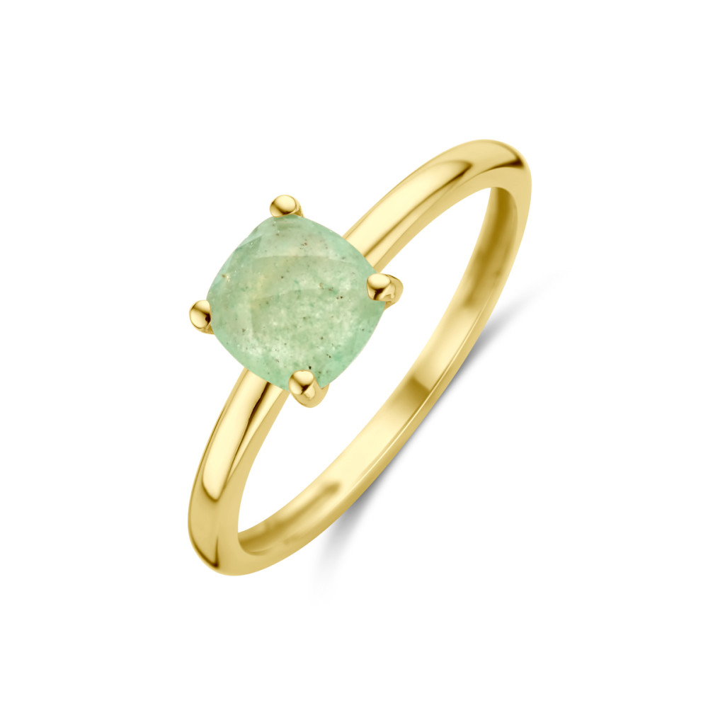 14-karaat-gouden-solitair-ring-met-groene-aventurijn