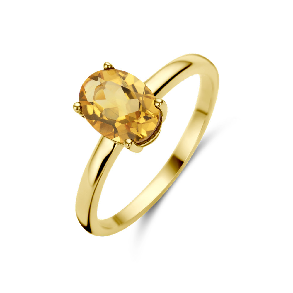 14-karaat-gouden-solitair-ring-met-ovale-gele-citrien