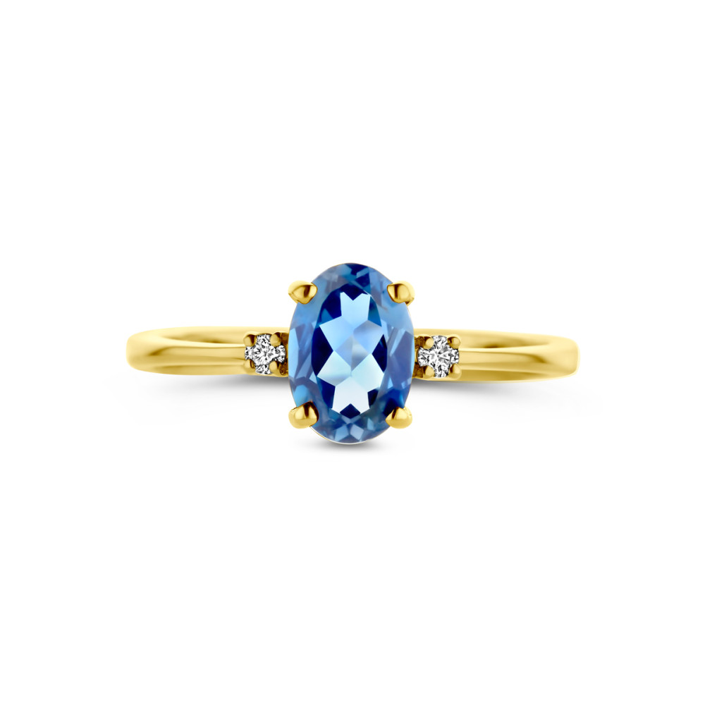 14-karaat-gouden-solitair-ring-met-ovale-london-blue-topaas-en-diamanten
