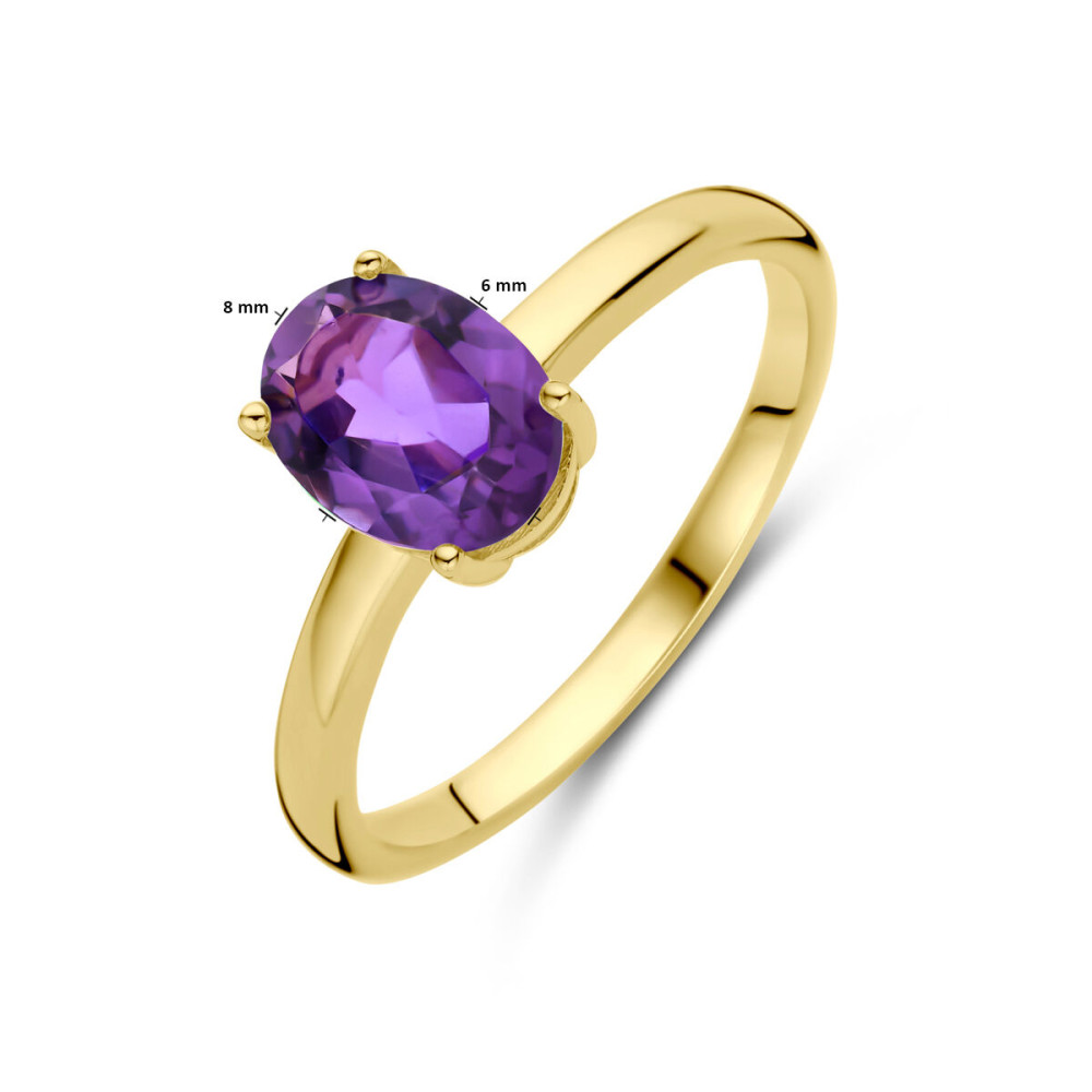 14-karaat-gouden-solitair-ring-met-ovale-paarse-amethist