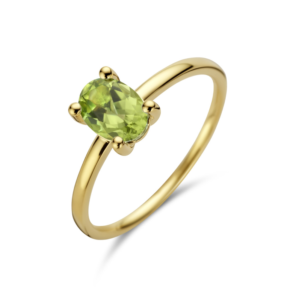 14-karaat-gouden-solitair-ring-met-ovale-peridot