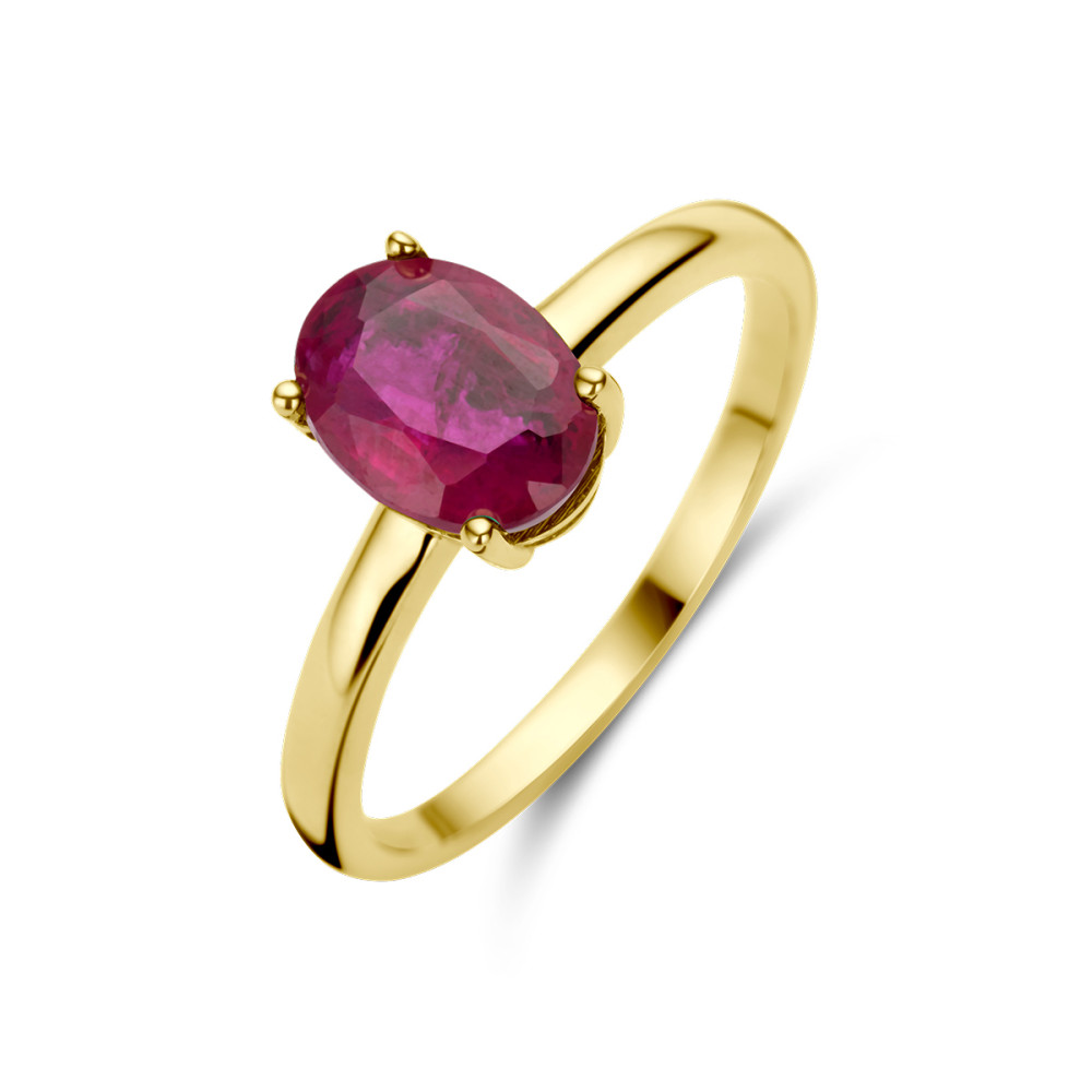14-karaat-gouden-solitair-ring-met-ovale-robijn