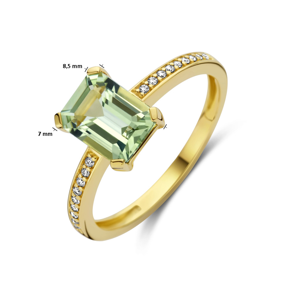 14-karaat-gouden-solitair-ring-met-rechthoekige-groene-amethist-en-diamanten