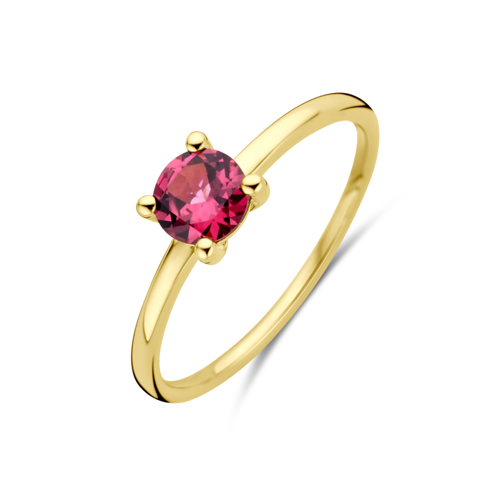 14-karaat-gouden-solitair-ring-met-ronde-roze-rhodoliet