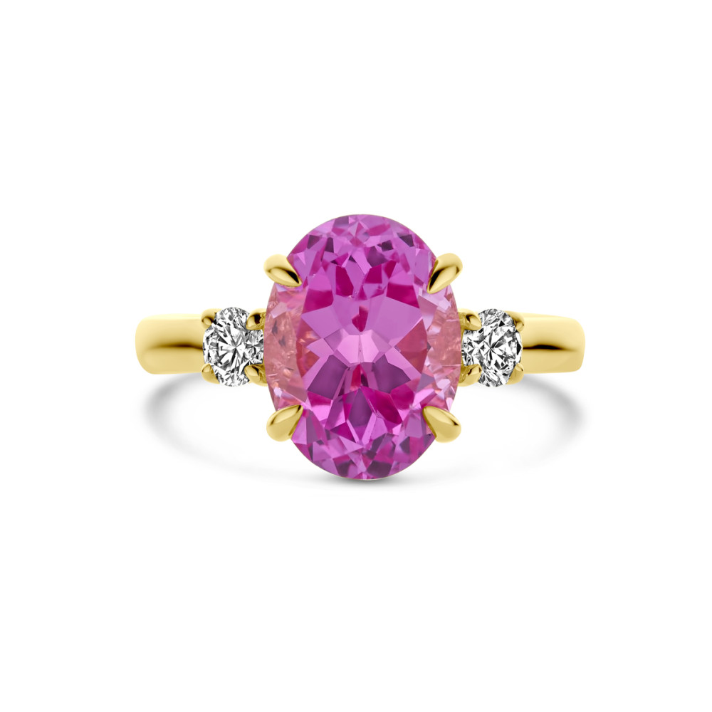 14-karaat-gouden-solitair-ring-met-roze-saffier-en-diamanten