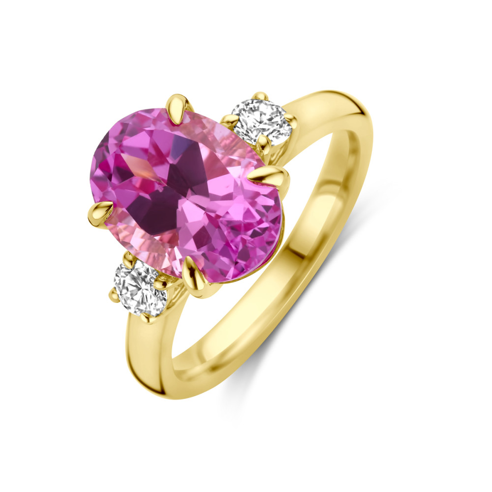14-karaat-gouden-solitair-ring-met-roze-saffier-en-diamanten
