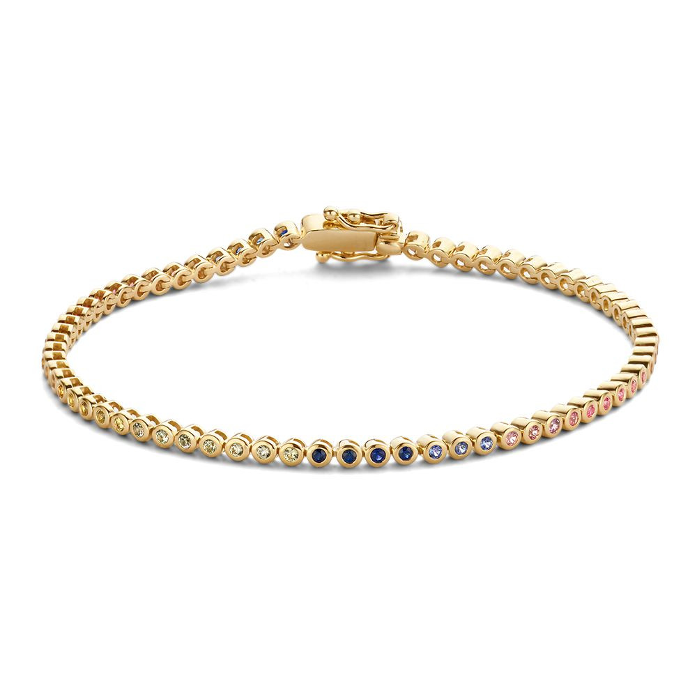 14-karaat-gouden-tennisarmband-met-gekleurde-saffieren