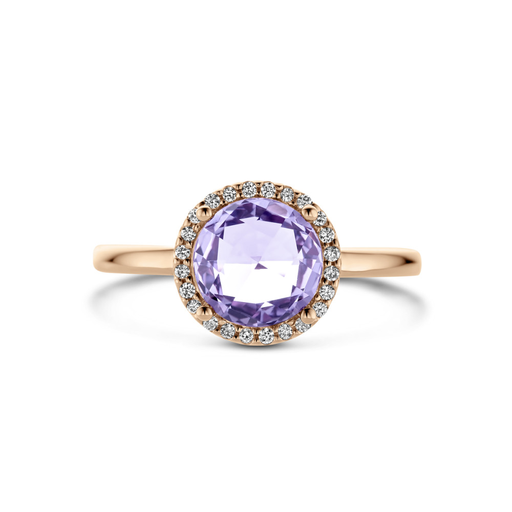 14-karaat-rosegouden-halo-ring-met-paarse-amethist-en-diamanten