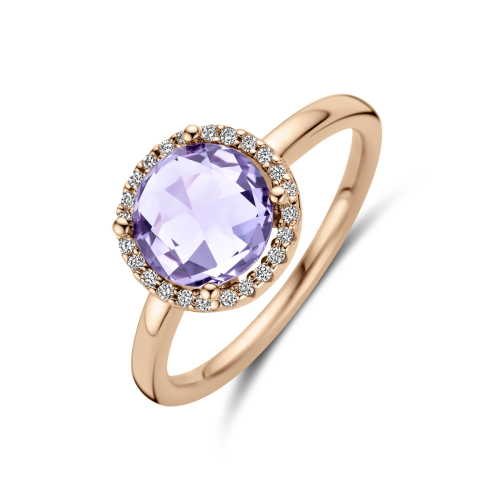 14-karaat-rosegouden-halo-ring-met-paarse-amethist-en-diamanten