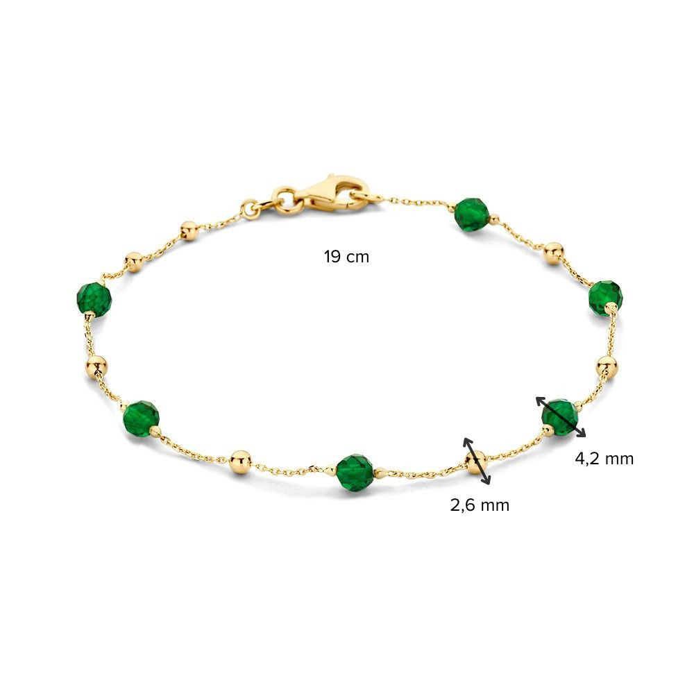 14-karaats-gouden-kralenarmband-met-donkergroene-zirkonia-stenen