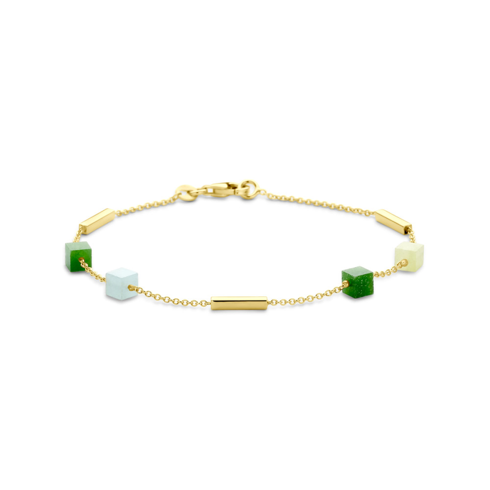 armband-14-karaat-goud-kubus-kwartsiet-stenen-blauw-en-groen-1-2-mm-breedte-lengte-19-cm