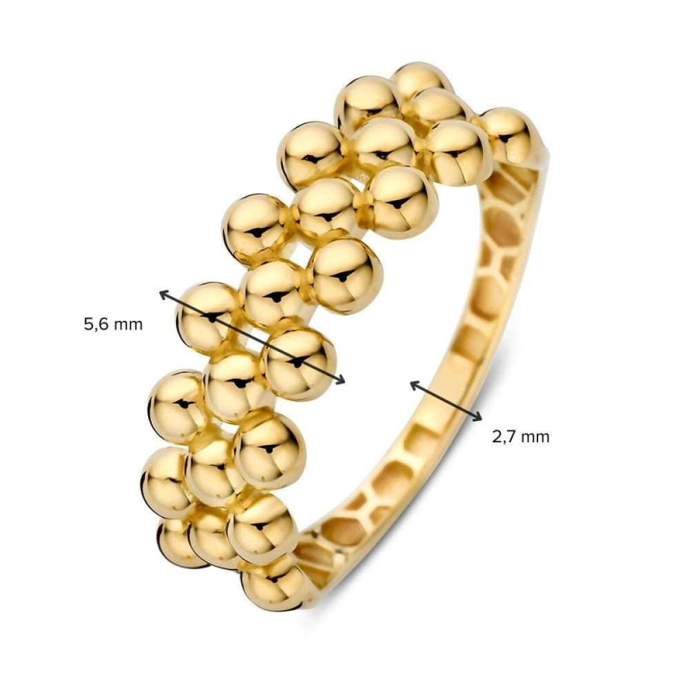 bolletjesring-14-karaat-goud-glanzend-drie-rijen-6-8-mm-breedte