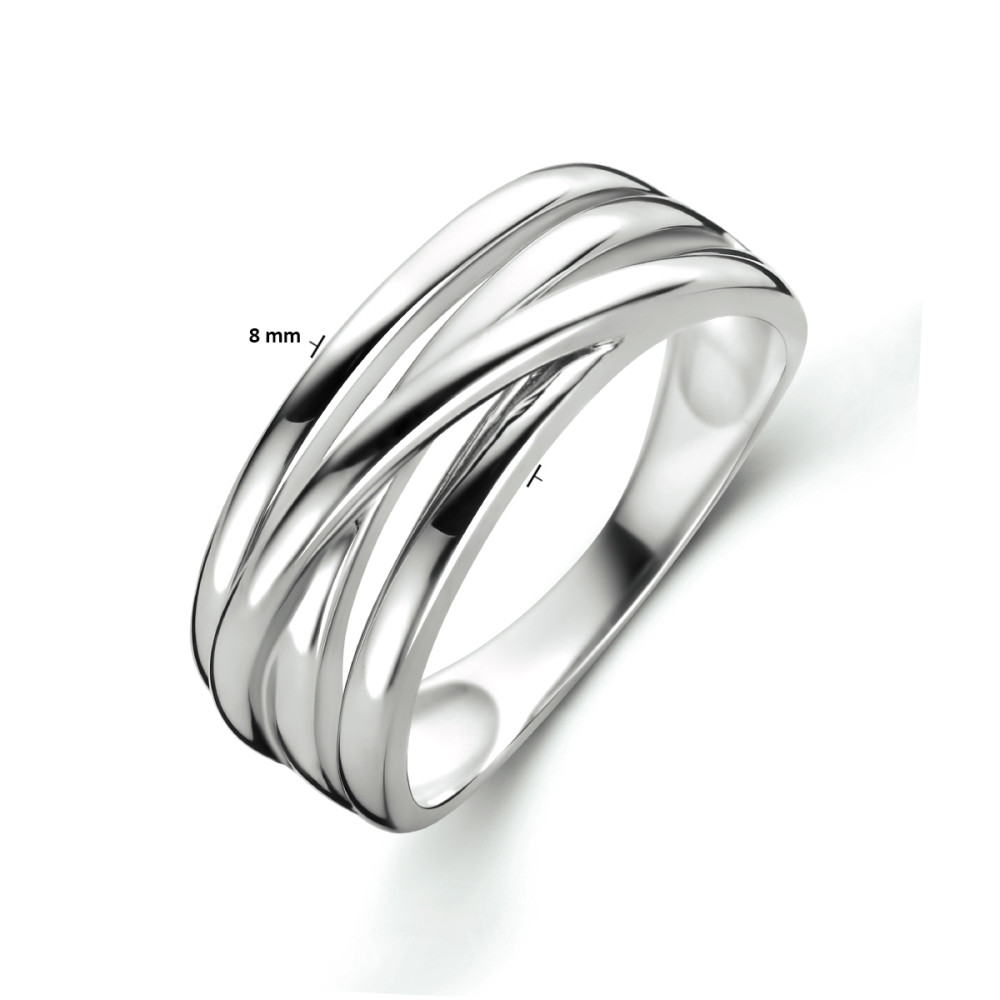 crossover-ring-glanzend-zilver-golvende-banden-8-mm-breedte