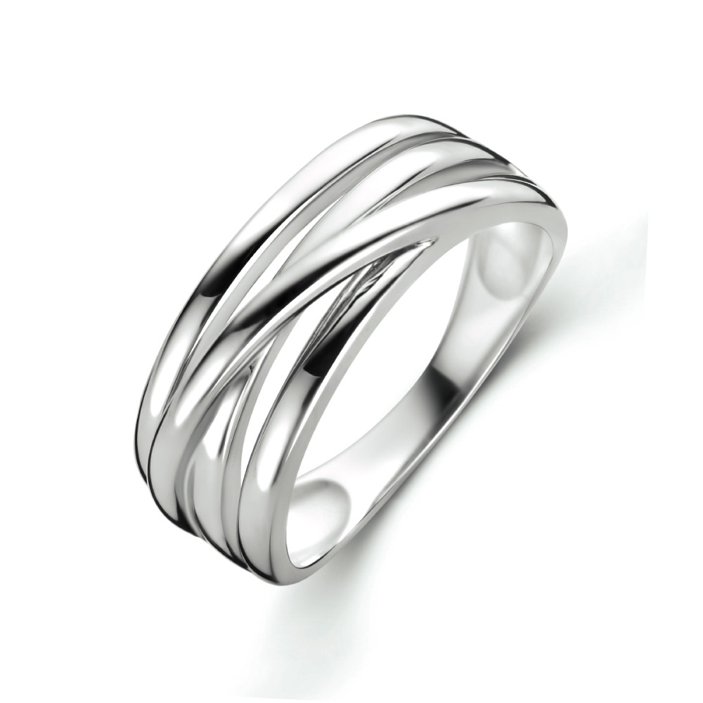 crossover-ring-glanzend-zilver-golvende-banden-8-mm-breedte