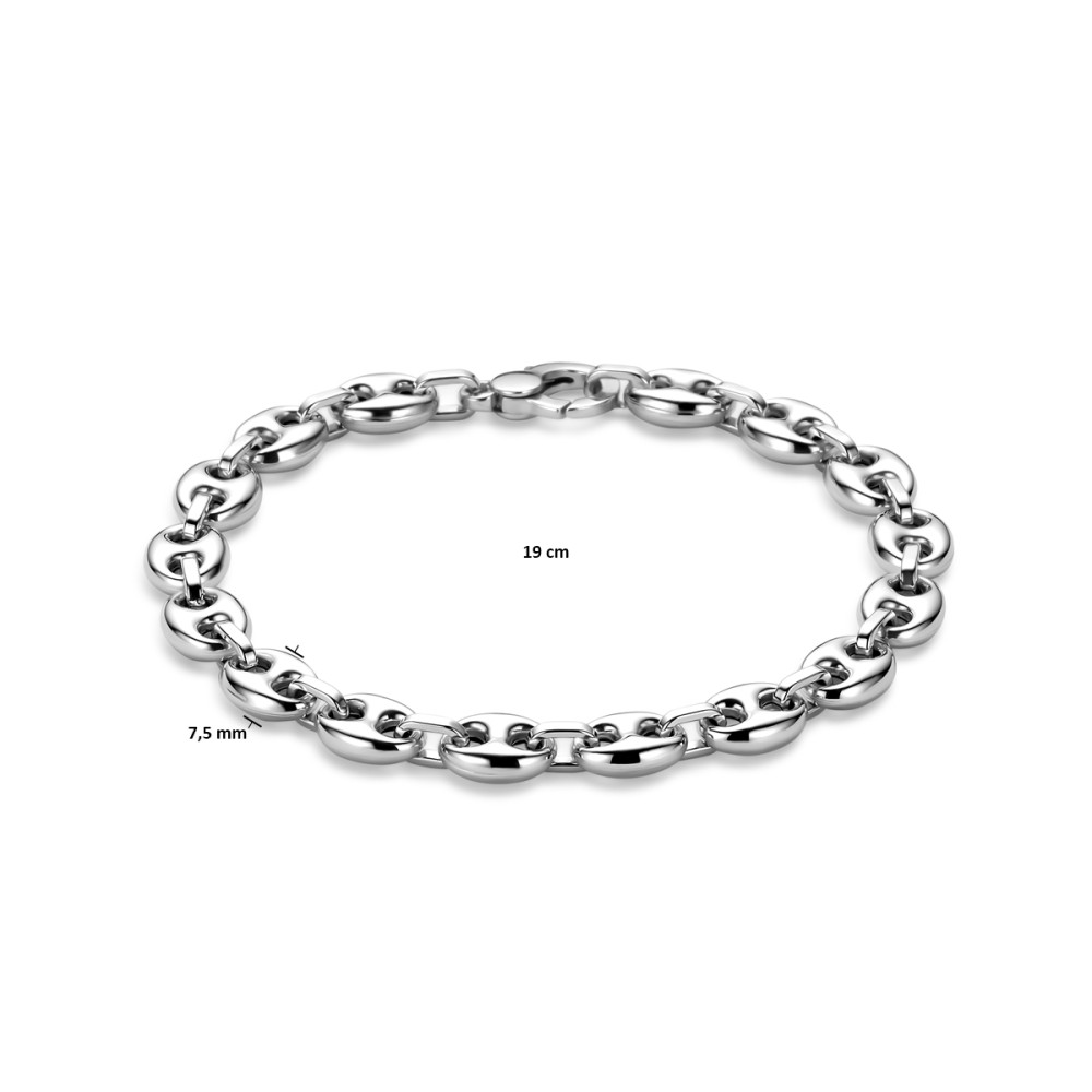 dames-armband-koffieboonschakels-925-zilver-glanzend-7-5-mm-breedte-lengte-19-cm