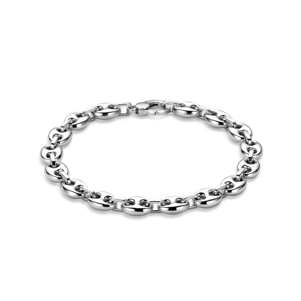dames-armband-koffieboonschakels-925-zilver-glanzend-7-5-mm-breedte-lengte-19-cm