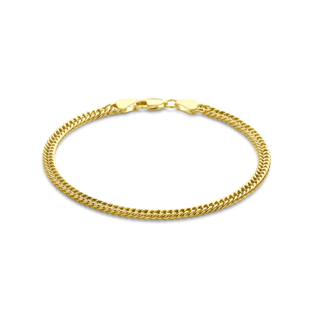 dames-gourmet-schakelarmband-zilgold-14-karaat-goud-glanzend-3-8-mm-breedte-lengte-19-cm