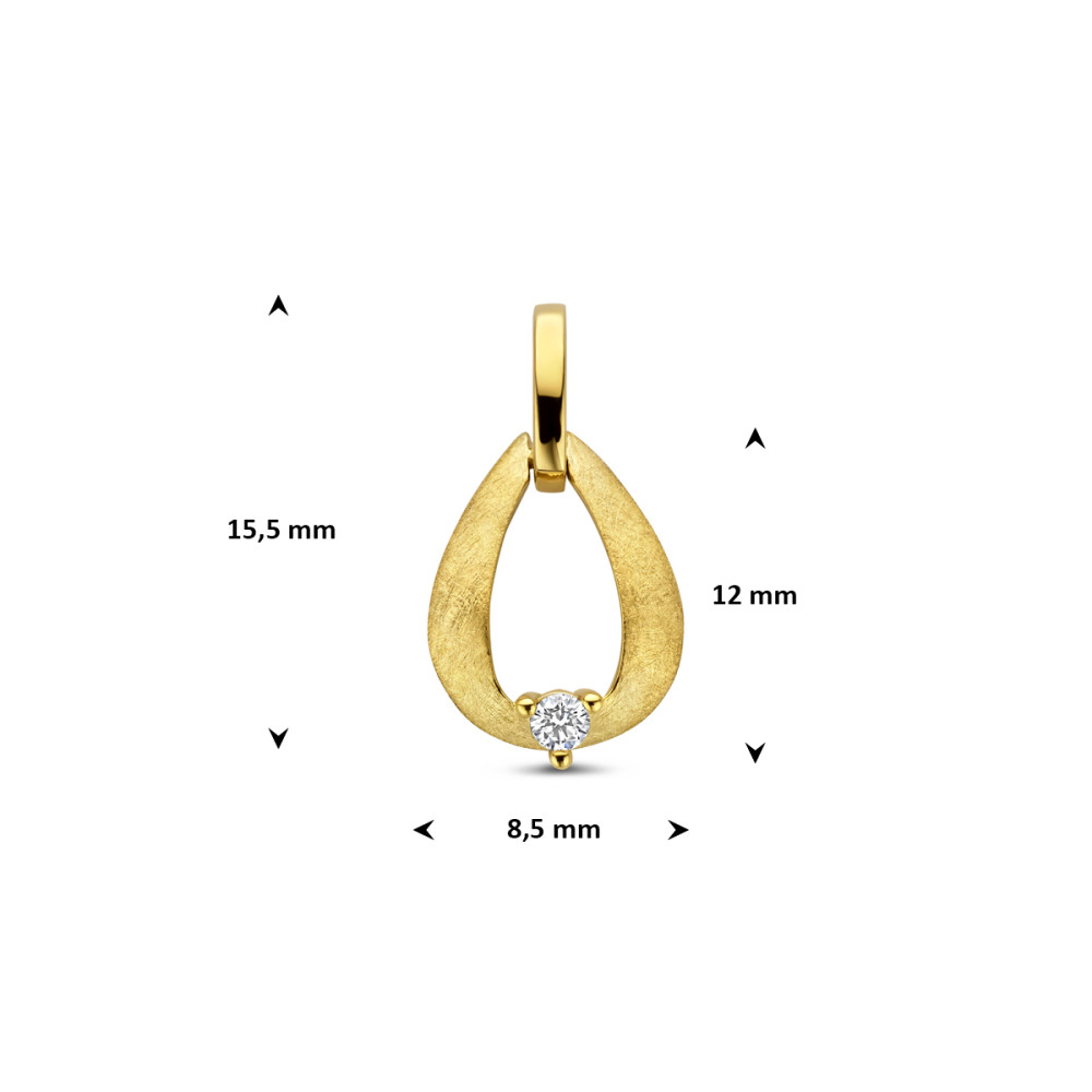 druppel-hanger-scratched-14-karaat-goud-en-diamant-0-03-crt-8-5-mm-breed-x-15-5-mm-hoog