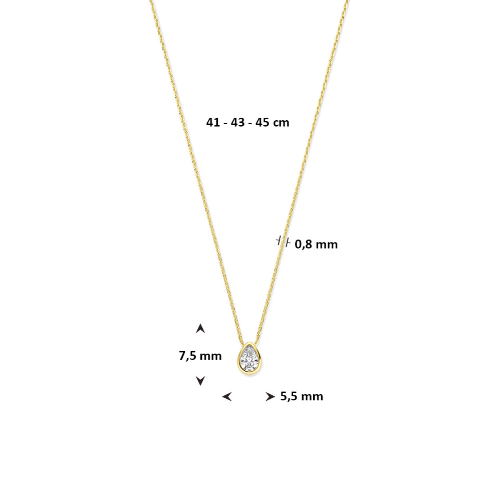 druppel-ketting-met-hanger-14-karaat-goud-en-peer-geslepen-zirkonia-lengte-41-43-45-cm