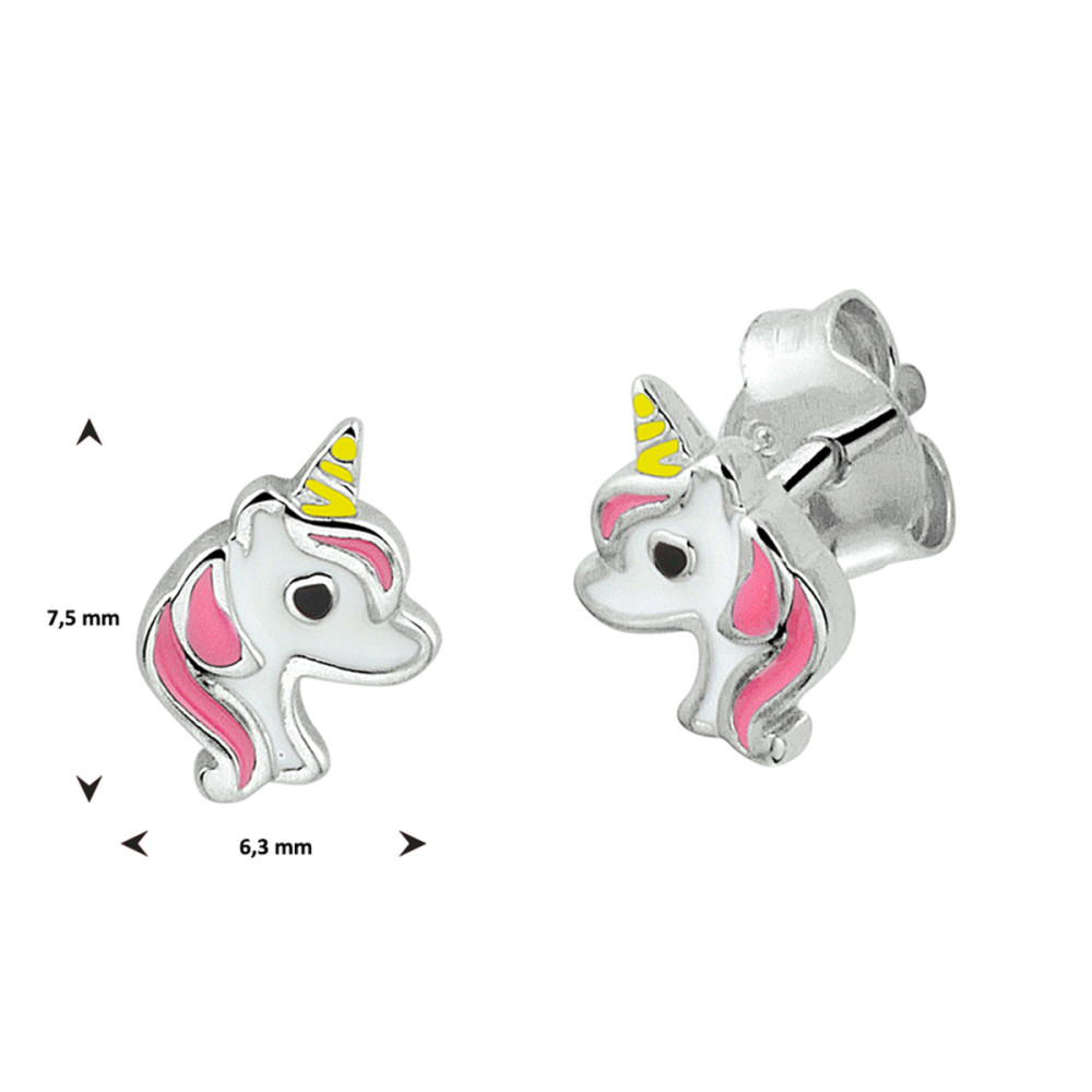 eenhoorn-oorstekers-zilver-met-emaille-kinderoorknopjes-7-5-x-6-5-mm