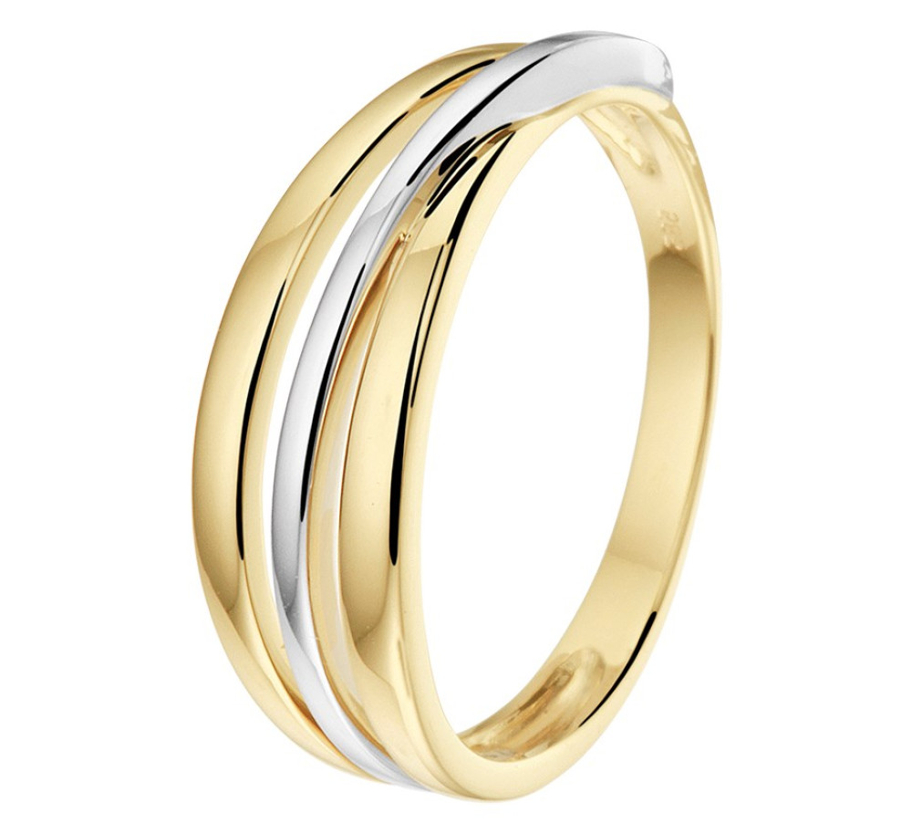 elegante-crossover-ring-van-14-karaat-bicolor-goud-gladde-glanzende-oppervlakken-zonder-stenen