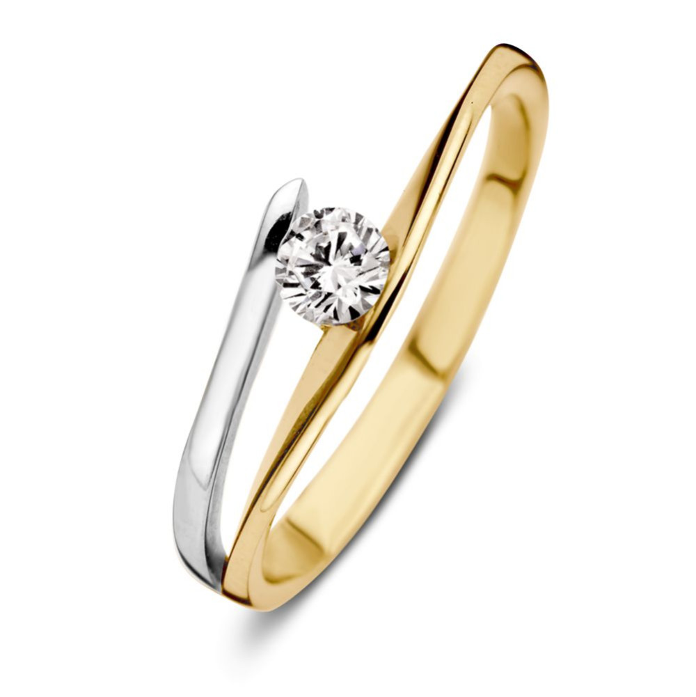 elegante-solitair-ring-van-14-karaat-bicolor-goud-met-centrale-diamant-en-verfijnde-twist