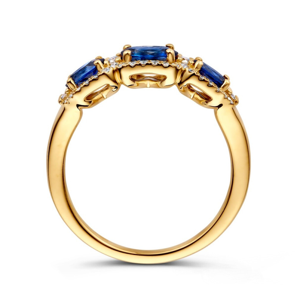 entourage-ring-14-karaat-goud-koningsblauw-saffier-transparant-diamant-0-27-crt-6-mm-breedte