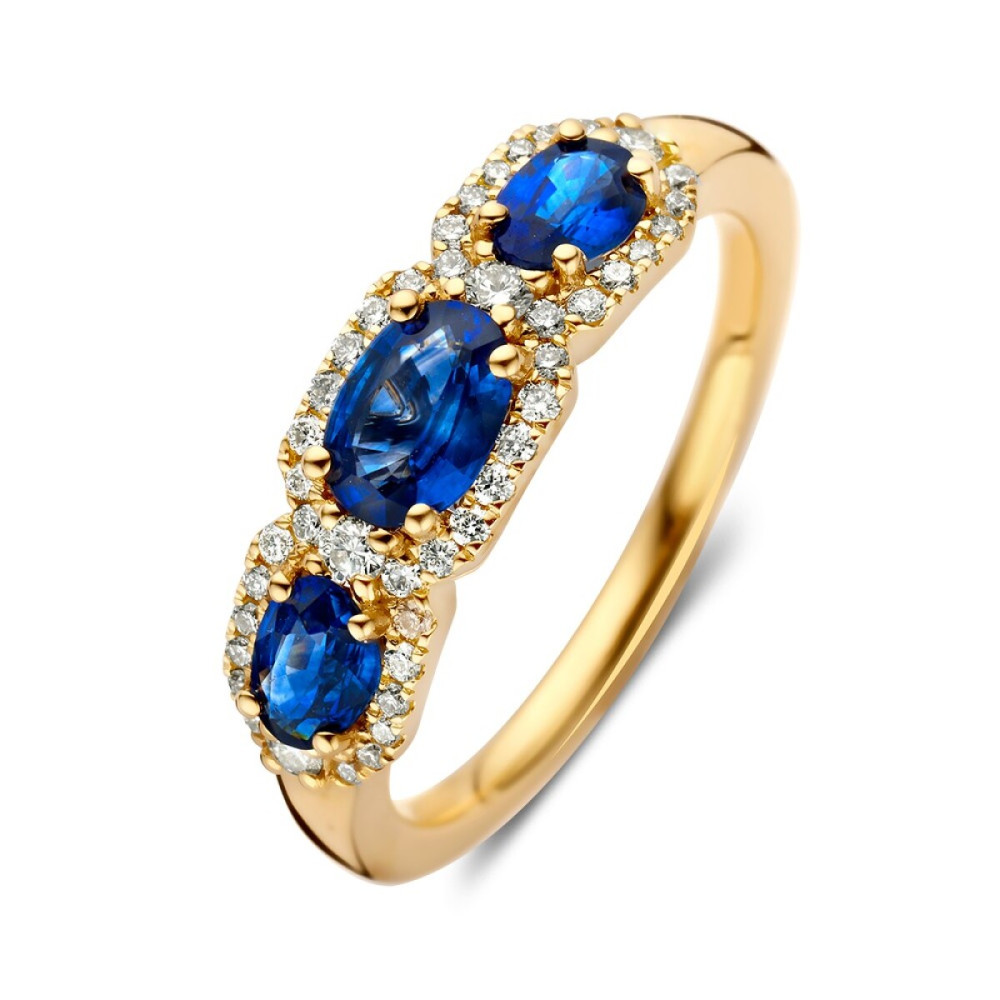entourage-ring-14-karaat-goud-koningsblauw-saffier-transparant-diamant-0-27-crt-6-mm-breedte
