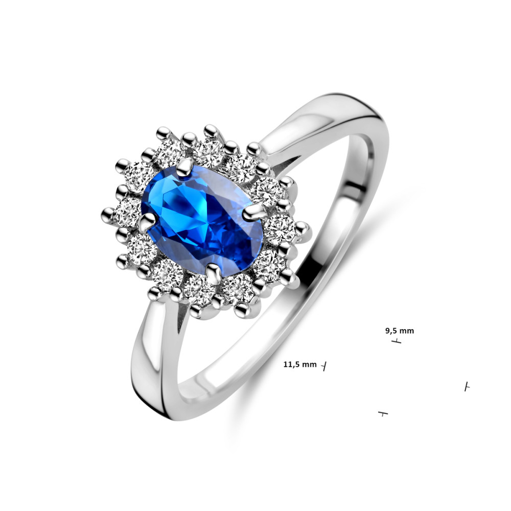 entourage-ring-zilver-zirkonia-man-made-saffier-ovaal-blauw-11-5-mm-breedte