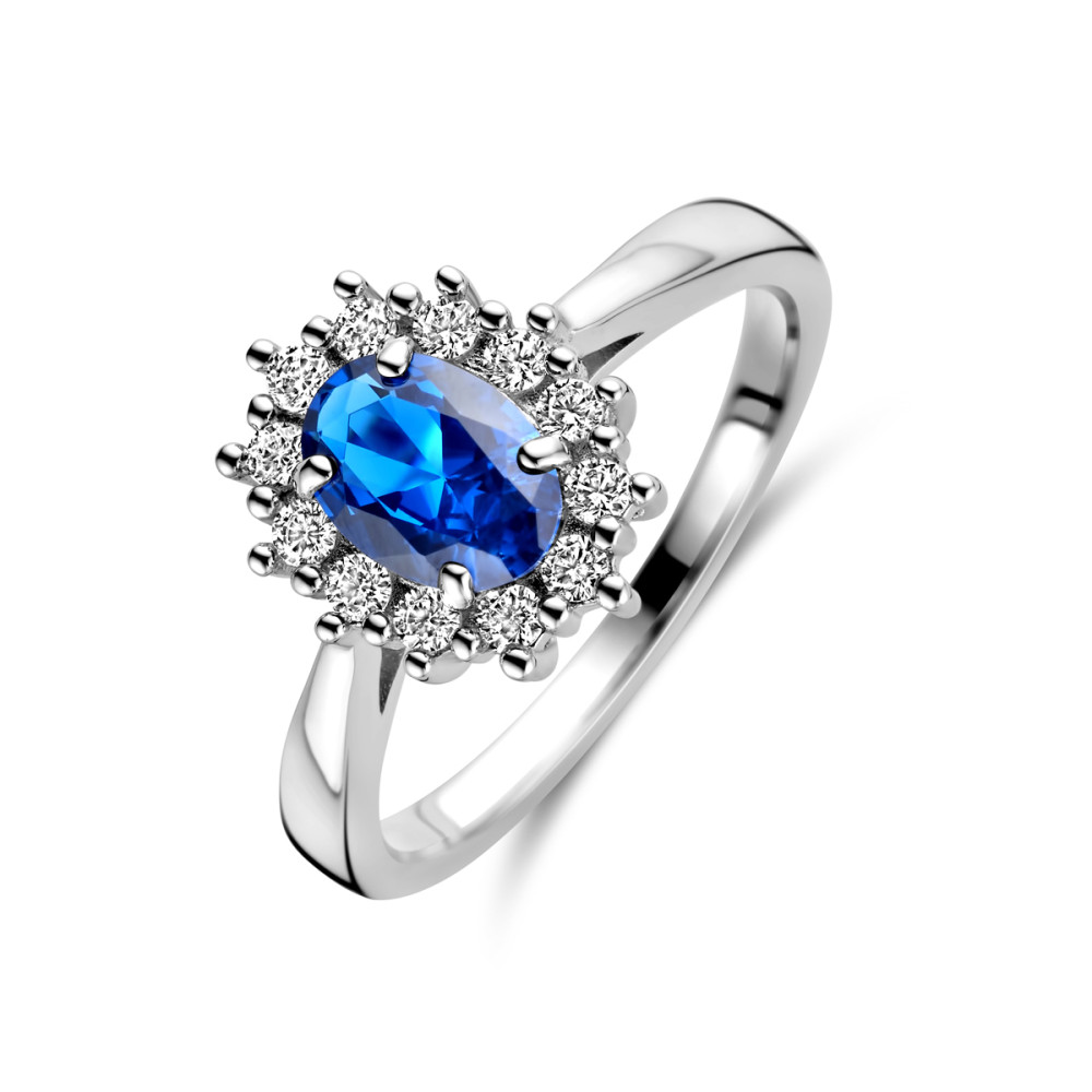 entourage-ring-zilver-zirkonia-man-made-saffier-ovaal-blauw-11-5-mm-breedte
