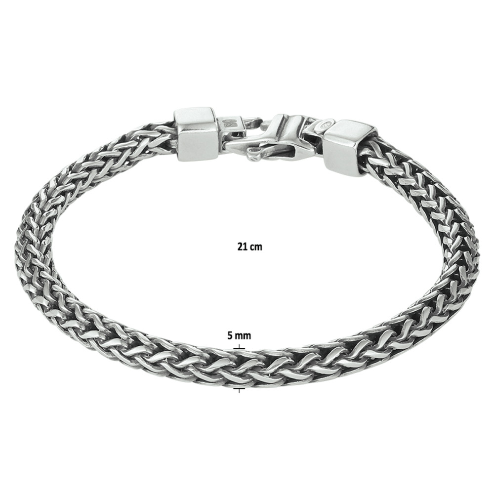 geoxideerde-zilveren-vossenstaart-schakelarmband-5-mm
