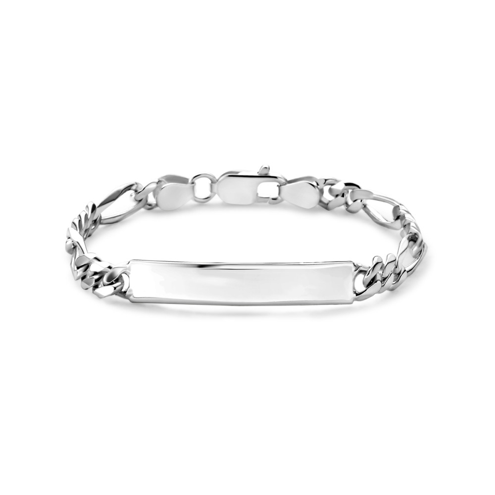 gepersonaliseerde-herenarmband-925-zilver-figaro-schakels-glanzend-43-mm-breedte