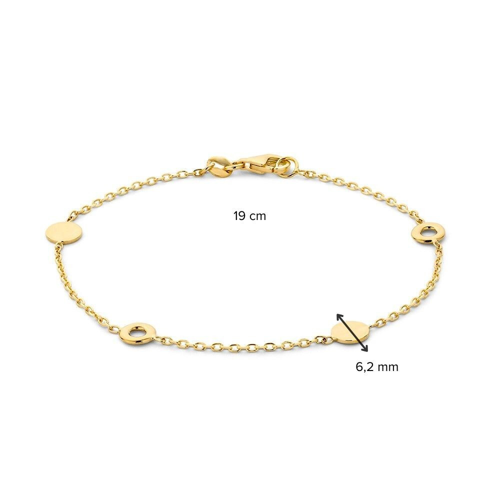 gouden-armband-met-twee-open-en-dichte-cirkels-lengte-19-cm