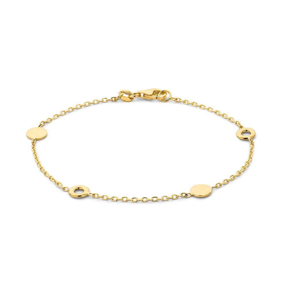 gouden-armband-met-twee-open-en-dichte-cirkels-lengte-19-cm