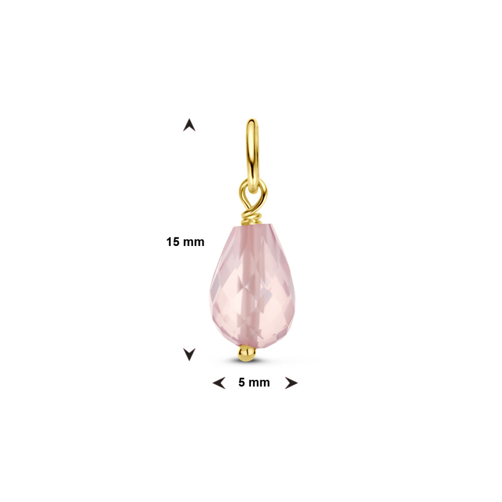 gouden-druppel-hanger-met-rozekwarts-5-mm-breed-hoogte-15-mm