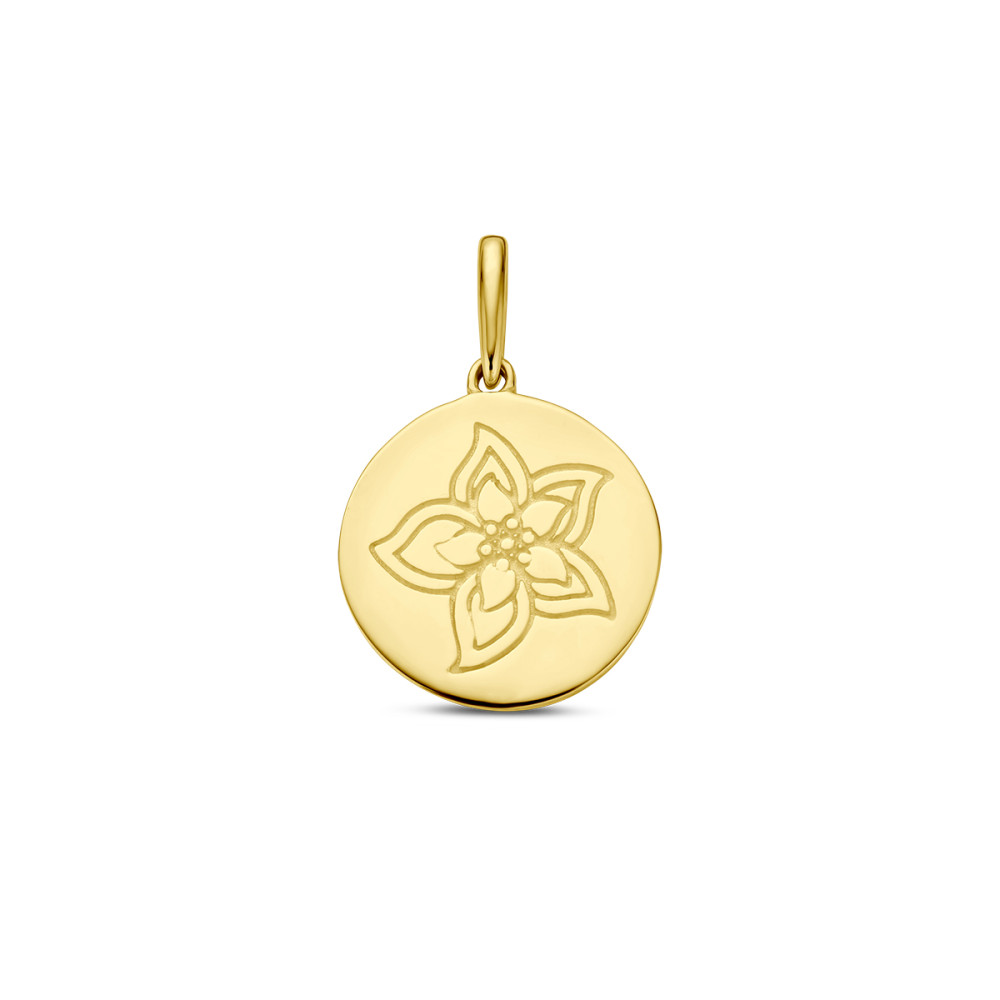 gouden-geboortebloem-hanger-12-mm-breed-hoogte-18-mm/maand-juli