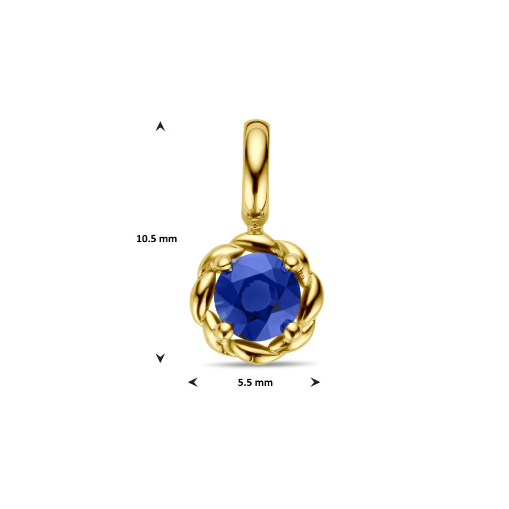 gouden-hanger-met-blauwe-saffier-en-gevlochten-patroon-5-5-mm-breed-hoogte-10-5-mm