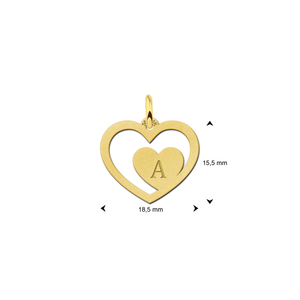 gouden-hanger-met-open-en-dicht-hartje-en-letter-gravure-hoogte-15-5-mm