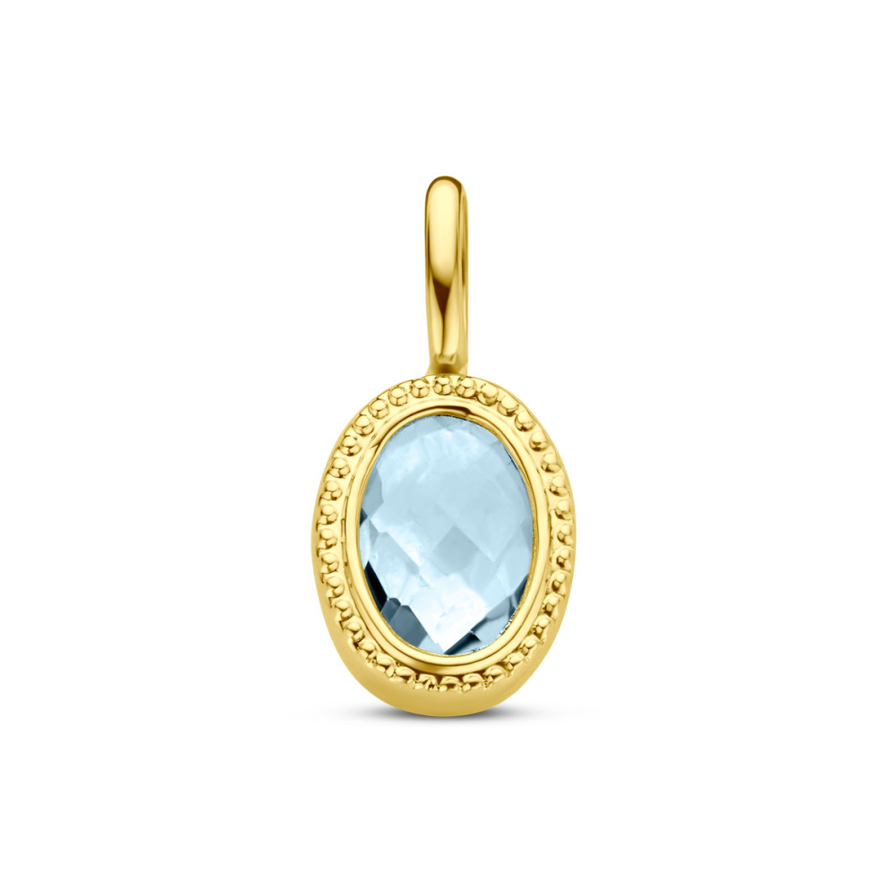 gouden-hanger-met-ovale-blauwe-topaas-en-bolletjesrand-hoogte-14-5-mm