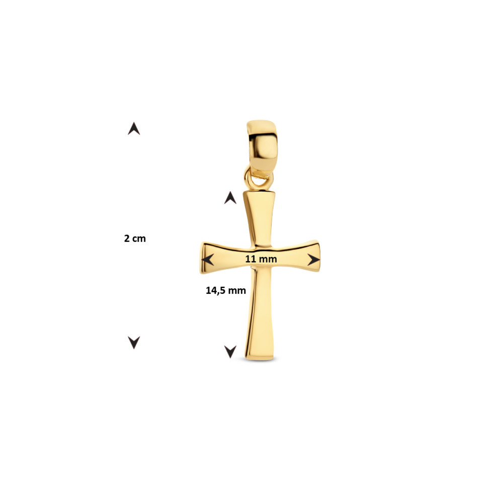 gouden-kruis-hanger-met-ronde-afwerking-11-mm-breed-hoogte-20-mm