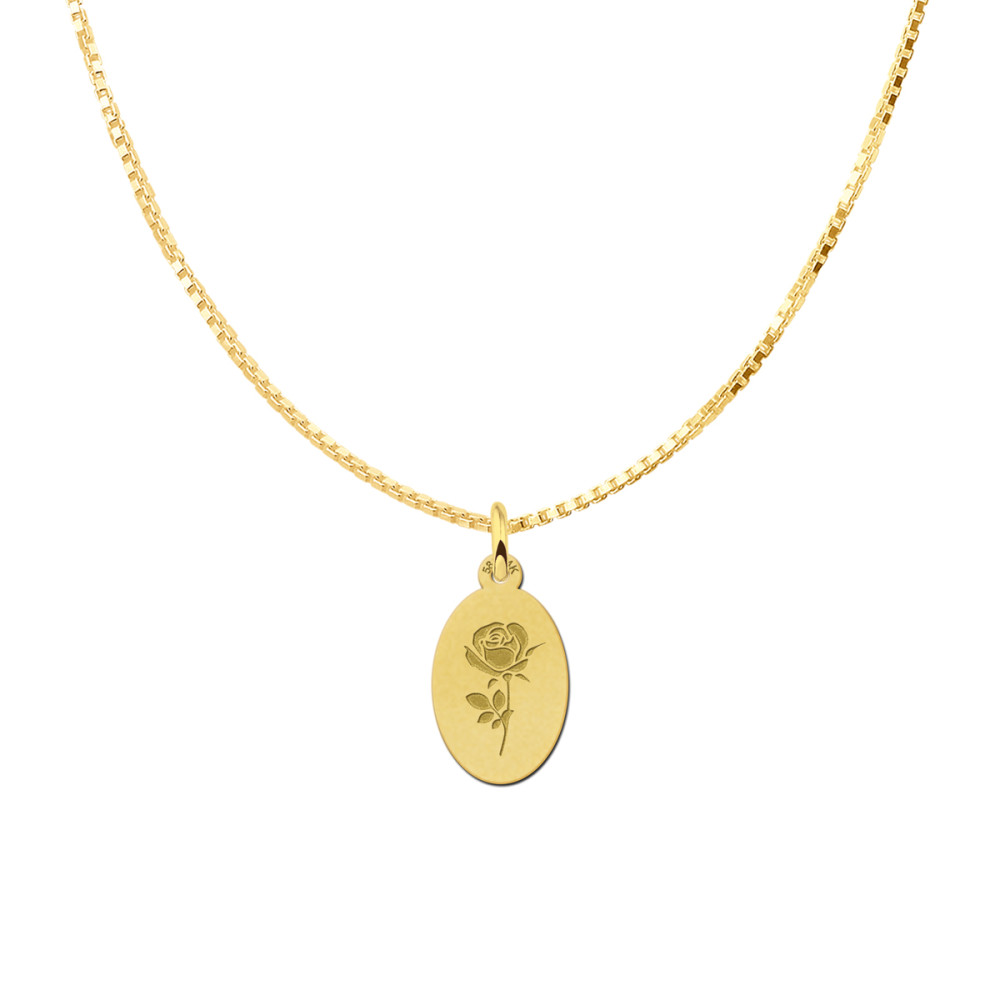 gouden-ovale-hanger-met-gegraveerde-roos-11-mm-breed-hoogte-16-mm
